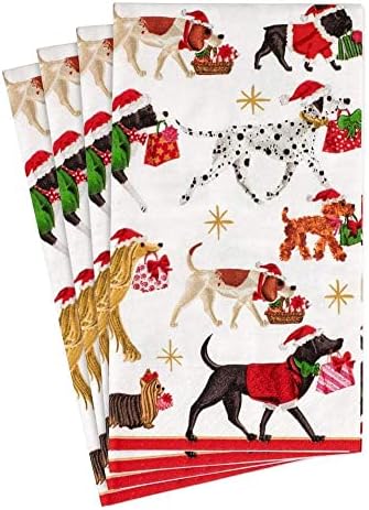 Caspari Christmas Delivery Paper Guest Towel Napkins in White - 15 Per Package