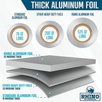 Rhino Aluminum Heavy Duty Aluminum Foil - 18 x 525 sf Roll, 25 Microns Thick - Commercial Grade & Extra Thick, Strong Enough for Food Service Industry (Pack of 1)