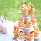 40PCS Edible Farmyard Animals Cupcake Toppers Edible Cute Rabbit Pig Horse Lamb Donkey Chicken Duck Cow Cupcake Picks for Farm Animal Baby Shower Boys Girls Birthday Cupcake Cake Decorations