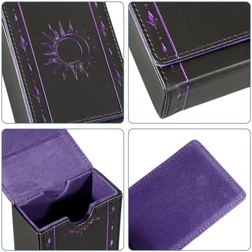 JUXYES PU Leather Tarot Card Protective Case, Sun Moon Pattern Design Tarot Deck Storage Pouch, Tarot Card Holder Tarot Pouch Bag for Playing Cards and Standard Size Tarot Cards Tarot Deck