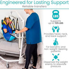 Vive Padded Patient Lift Sling w/Head Support - Universal Fit for Hoyer, Hydraulic, Electric Lifts - Full Body Transfer Sling for Shower, Toileting & Home Use - Mesh Padded, Machine Washable