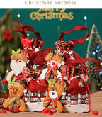 8 Pcs Christmas Gift Bags With Drawstring,Cute Bear Santa Claus Snowman Apple Bags Christmas Candy Storage Pack For Festival Party