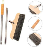 Wooden Broom with Stainless Steel Handle Soft Bristle Cleaning Brush for Hardwood Floors Carpets Indoor Use Lightweight Anti-Static Design for Easy Sweeping