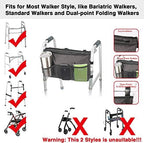 Update Walker Bag Hand Free Storage Bag Walker Attachment Handicap Basket Pouch for Rollator, Wheelchair, Folding Walkers (Black)