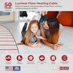 LuxHeat 30sqft Floor Heating Cable Kit - 120v Heated Floor Kit for Tile - Heated Flooring System Includes UDG4 Programmable Thermostat w/GFCI, Electric Heating Cable, Strapping, Sensor & Alarm