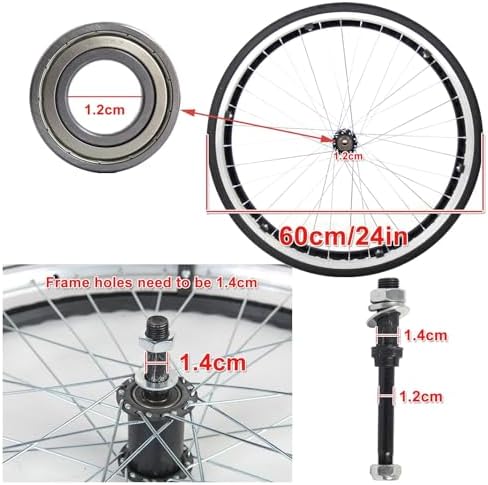 WORDFUN Solid PU Rear Caster, Wheelchair Wheels Replacement Parts, 24" Wheelchair Casters, with Bearing, Load Capacity 150kg, Wheelchair Rear Wheel, Walker Wheels, 2 Pcs