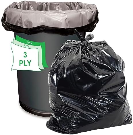 Aluf Plastics RCM-3858XXX 55-60 Gallon 2.0 MIL (eq) Black Heavy Duty Trash Can Liners - 38" x 58" - Pack of 100 - For Contractor, Industrial, Commercial