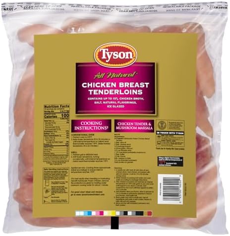 Tyson Boneless Skinless Chicken Breast Tenderloins, 2.5 Lb. (Frozen)