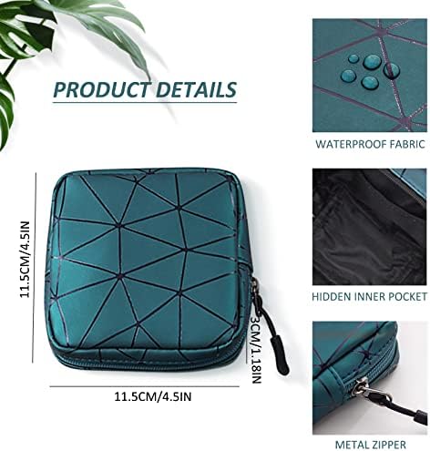 Sanitary Napkin Storage Bag with Zipper,Portable Menstrual Cup Pouch Sanitary Napkin Pads Storage Bags,Feminine First Period Bag for Teen Girls Women (Green)