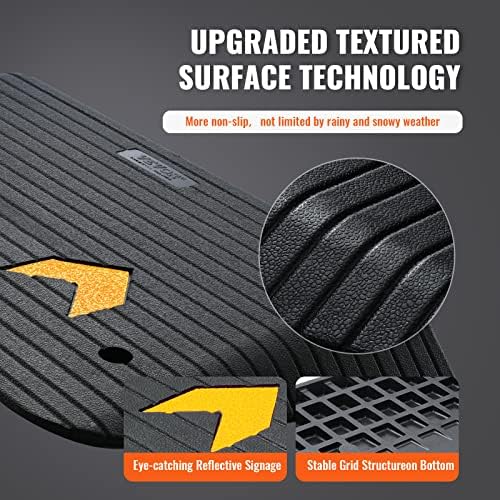 VEVOR 4" Rise Rubber Threshold Ramp, 35.5" Wide Wheelchair Ramp Doorway, Natural Curb Ramp, 33069Lbs Load Capacity, Non-Slip Textured Surface Rubber Curb Ramp for Wheelchair and Scooter