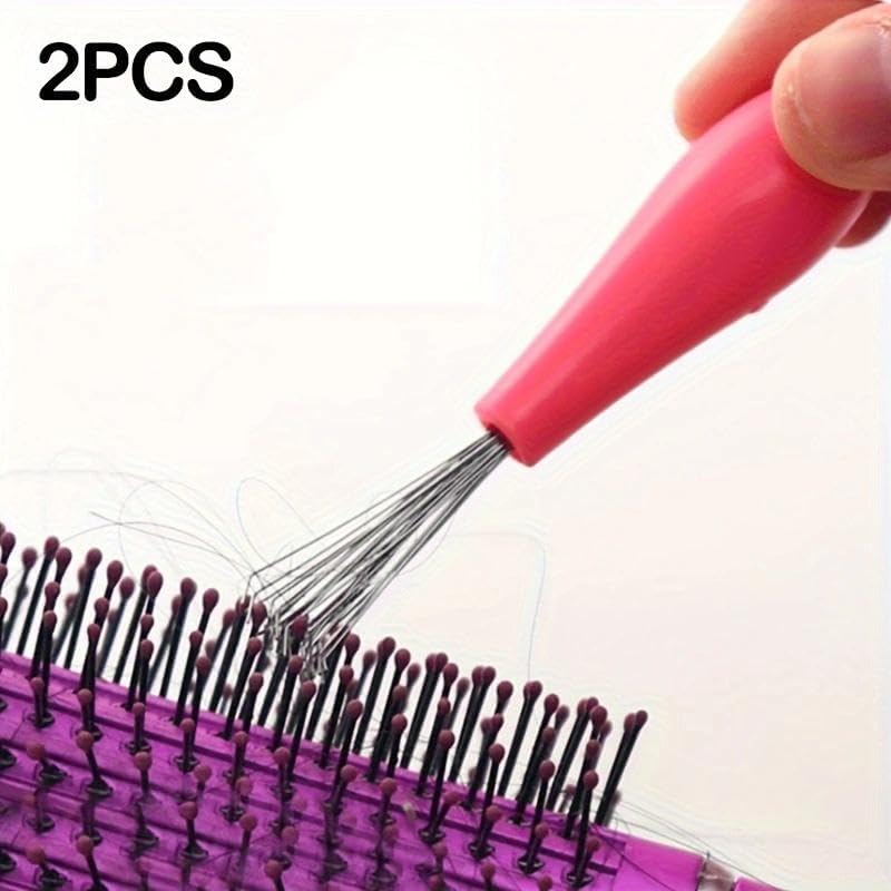 2pcs Cleaning Tool Comb Cleaner Brush Hair Brushes Cleaner For Removing Hair Dust Salon Shop Use(Black)