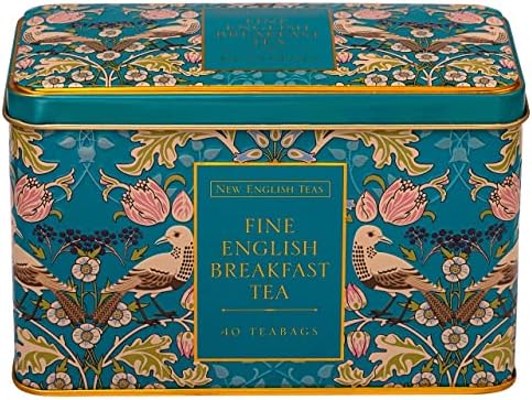 New English Teas Song Thrush & Berries Tea Tin with 40 English Breakfast Teabags