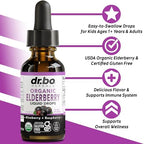 Elderberry Syrup Organic Liquid Drops - Sugar Free Immune Support Supplement for Adults & Kids, Ages 1 Immune Booster - Pure Organic Elderberry Syrup Liquid Drops Tincture Extract Concentrate 1 Fl Oz