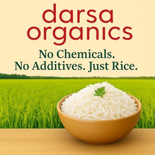 Darsa Organics White Basmati Rice (2lb) - USDA Organic Long Grain White Rice from India - Premium Aromatic & Fluffy Grains for Biryani & Pilaf - Non-GMO, Kosher, Vegan & Chemical-Free (Resealable Bag)
