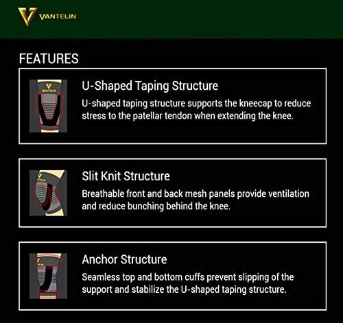Vantelin Medically Inspired Knee Support (Medium (M) Size 13 - 14.5 inches) Knee Protect Based on Taping Theory Provides Stability For Wobbly Knees Makes going Up and Down The Stairs Easy