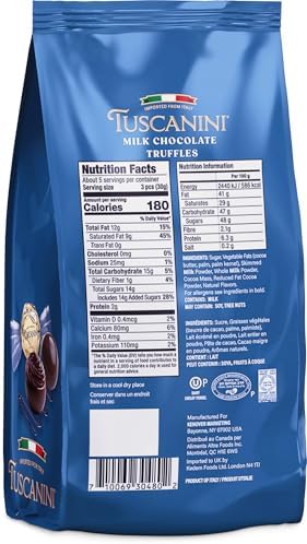 Tuscanini Fine Italian Milk Chocolate Truffles, Milano, 5.4oz | Gourmet Italian | Premium Gift | Perfect for Holidays & Celebrations