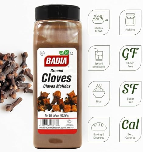 Badia Ground Cloves, 16 oz - Premium Spice for Baking, Cooking & Beverages, Warm Aromatic Flavor