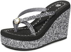 Matari Women's super high heel cool slippers sequins water diamond high flip-flops