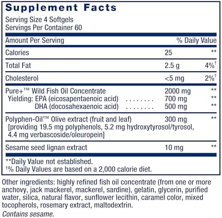 Life Extension Super Omega-3 EPA/DHA Fish Oil, Sesame Lignans & Olive Extract – Heart Health, Brain Health, Inflammation Health Support, Gluten-Free, Easy to Swallow, Non-GMO, 240 Softgels