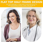 touk Half Frame Reading Glasses Anti Blue Light UV Filter, Half Moon Lens Semi Rim Spring Hinge Readers with Case for Women
