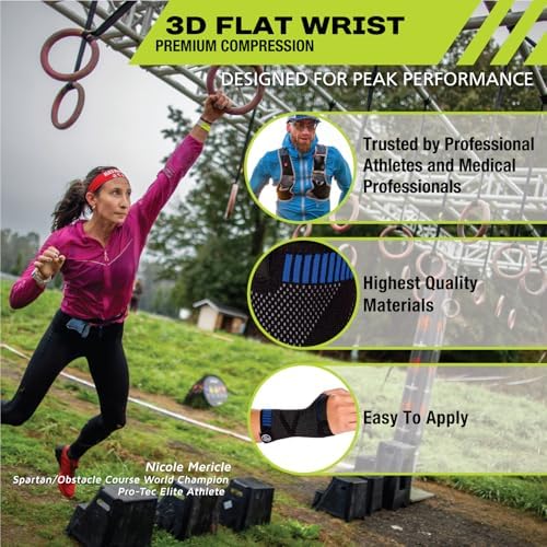 Pro-Tec Athletics 3D Flat Wrist Support, Wrist Brace, Compression Wraps, Pain Relief, Adjustable, Men & Women, Carpal Tunnel Pain Relief, Easy to Use, Working Out
