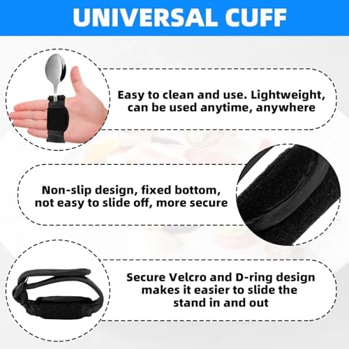 Universal Cuff Utensil Adjustable Holder Strap for Hand Grip, Adaptive Utensils Aids Spoon Fork Holder Strip, for Parkinson and Weak Grip Patient Disabled Adaptive Equipment