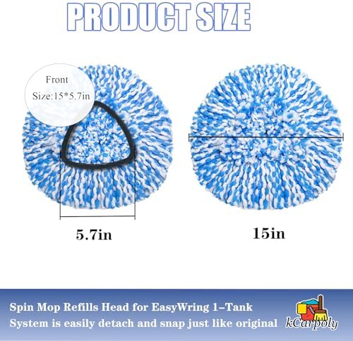 6+1 Pack Spin Mop Replacement Head Compatible with O Ceda EasyWring 1-Tank System, Dry Wet Used, Microfiber Mop Refills for 5.9in Core with Base (Blue)