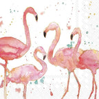 IHR Ideal Home Range Cocktail Napkins Disposable 3-Ply Paper Party Napkin Pack, 5" x 5", Flamingo Fever (Cream), 20-Count