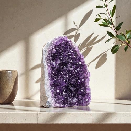 Natural Amethyst (3 lb to 4 lb) - 4.5" to 7.5" Height - Crystal Clusters Stone from Uruguay Raw Geode Quartz - Deep Purple Color