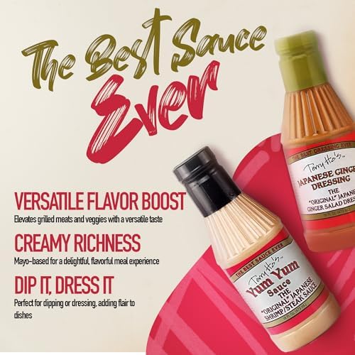 Terry Ho's Yum Yum Sauce Original & Japanese Ginger Dressing 16oz Bundle - Sweet, Tangy Condiment for Dipping, Marinade & Dressing for Shrimp, Steak, Chicken, Veggies.