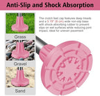 supregear Crutch Tips 7/8 in (22 cm), Anti-Slip Rubber Tips All Terrain, Heavy Duty Extreme Grip Replacement Feet Caps for Walking Stick, Wide Crutch Accessories Base with Metal Insert, 2-Pack, Pink
