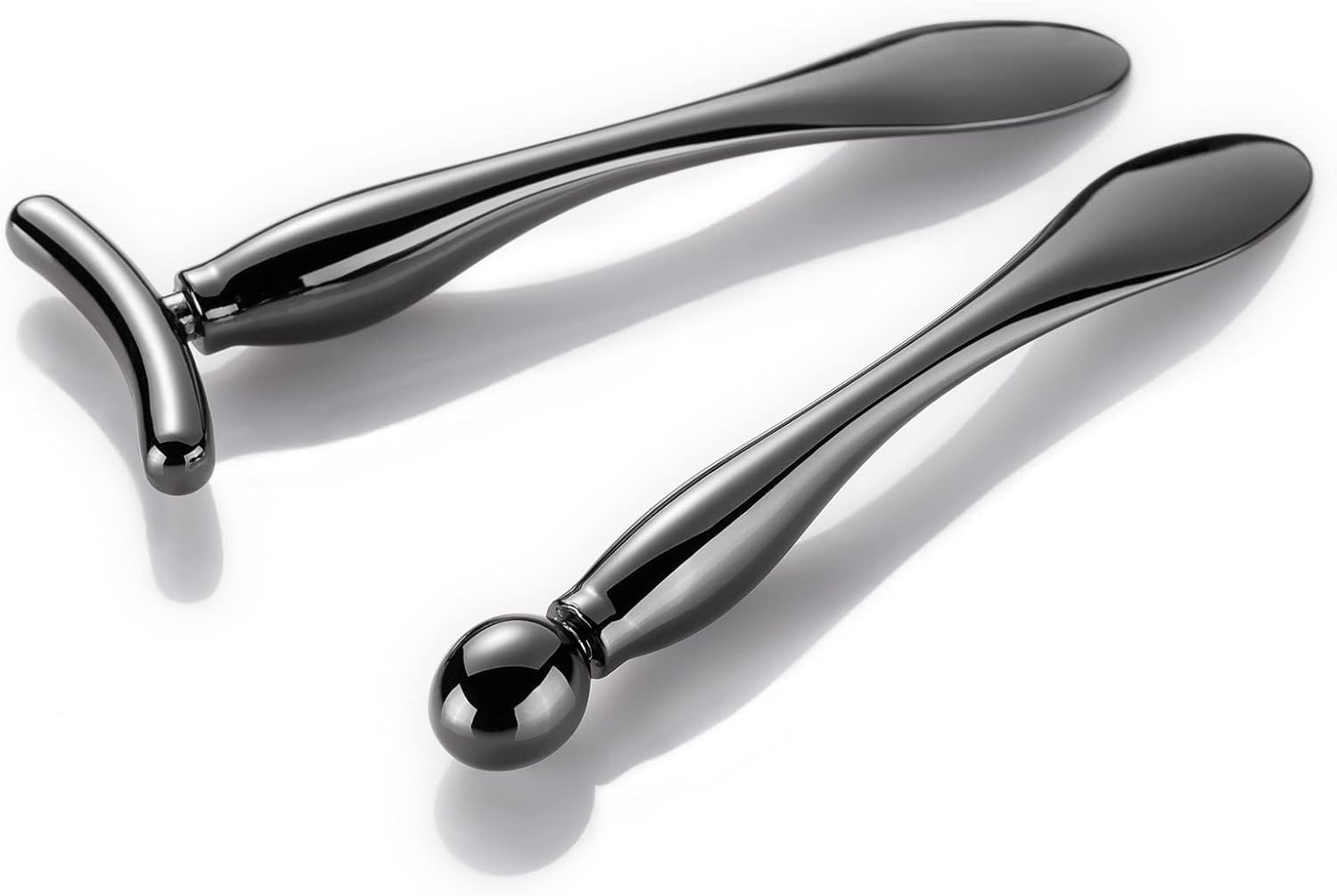 LISAPACK 2PCS Metal Eye Cream Applicator Wand Stick, Massager Tool for Facial Massage, Reduce Puffiness (Champagne)