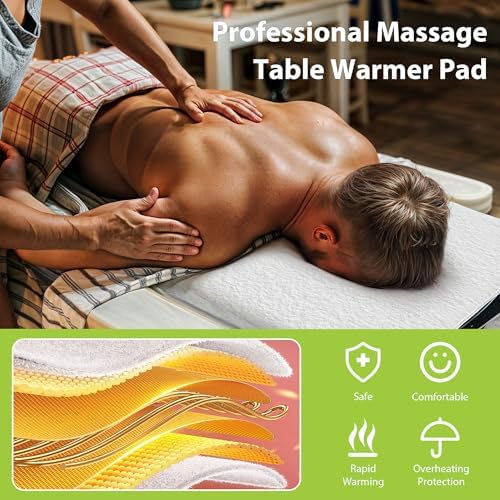 Massage Table Warmer Heating Pad Professional SPA Massage Bed Warmer with Timer, 9 Heat Settings, Overheat Protection for Massage Bed & Spa, Thickened & Soft Fleece, 30" x 71", with Face Hole