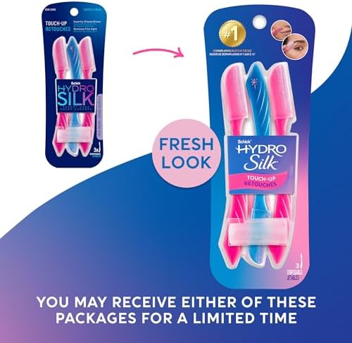 Schick Hydro Silk Touch-Up Dermaplane Razor with Precision Cover, 3ct | Dermaplaning Tool for Face, Facial Razor for Women, Eyebrow Razor, Peach Fuzz Remover