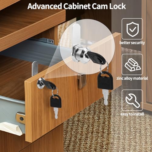 5/8'' Alloy Cam Locks with Keys, for Mailbox, Toolbox and Pickup Trucks,RV Compartment Storage Locks (2 Pack)