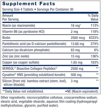 Life Extension Hair, Skin, & Nails- Collagen Plus, 120 Count
