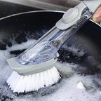 Generic Dish Brush with Soap Dispenser Dish Scrubber with 2 Replaceable Brush Heads 2024 New Kitchen Dish Scrub Brush with 9"" Handle Dish Cleaning Brush Dish Wand for Dishes, Pots, Gray