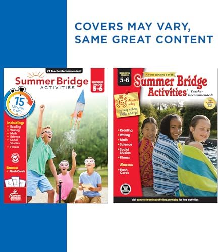 Summer Bridge Activities 5th to 6th Grade Workbooks All Subjects, Activity Book with Math, Reading Comprehension, Science, Fitness, Social Studies, Writing Practice, and Flash Cards (Volume 7)