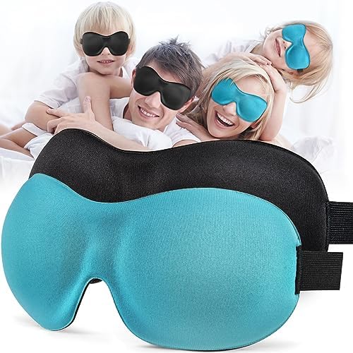 Sleep Mask SleepFun Invisible Alar Deep Orbit 3D Eye Mask Ultra Lightweight & Comfortable Sleeping Mask for Travel, Nap, Shift Works, Black & Blue