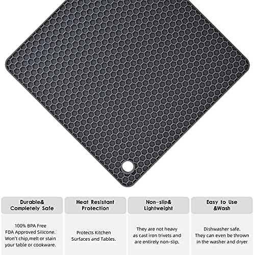 Smithcraft Yellow Silicone Trivets Mats Hot Pads for Cooking, Dish, Pan and Pot, Heat Resistant Trivet Mats for Counter Top,Workshop,Coffee or Placemats 4 Pack,Size:7.5x7.5 Inch,Shape:Square