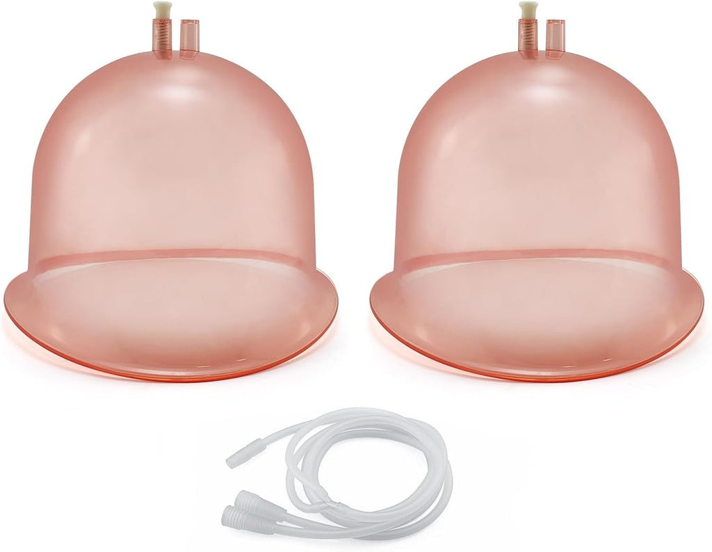 Elitzia Vacuum Therapy Cups 3000ML/101Fl.oz Cupping Machine Accessories for Body Contouring XL Silicone Cups with 9.05" Base & 6.69" Height 1 Pair ETHX005 Peach