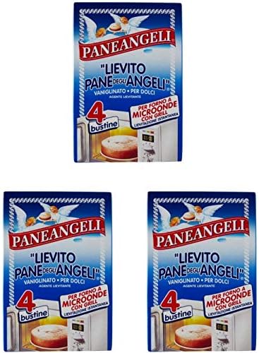 Paneangeli:"Lievito Pane degli Angeli" Vanilla Yeast for Microwave Oven with Grill - 12gr Packages (Pack of 3)