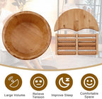 Geelin 10.24 Inch Tall Wooden Foot Bath Bucket with Massage Roller and Lid, Thick Insulated Wooden Foot Basin for Relaxation, Massage Soles, Suitable for Families, Athletes and Elderly (Wood)