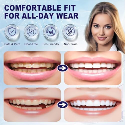 2 Pairs Temporary Snap on Veneer Dentures, Reusable Cosmetic Tooth Covers, Instant Tooth Replacement Kit Enhancer for Adults, Comfort Fit for Men and Women
