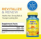 Nature's Life Biotin 2500mcg | Healthy Hair, Skin, Nail & Metabolism Support | Non-GMO | 100 Vegetable Capsules