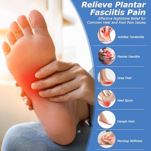 Plantar Fasciitis Night Splint - 3-Strap Support for Foot Drop & Achilles Tendonitis - Breathable Neoprene Foot Brace for Sleeping & Stretching - Adjustable Dorsal Splint for Men & Women, Black, 1 Count