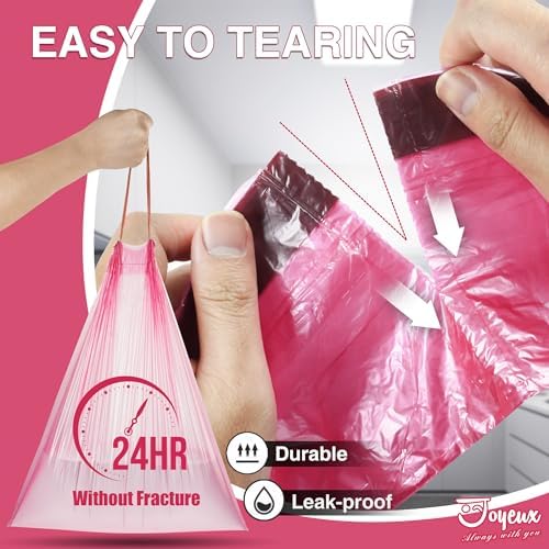 JOYEUX 2.6 Gallon Small Trash Bags Bathroom, Thickened Drawstring Mini Garbage Bags for Home, Office, Kitchen, 60 Count
