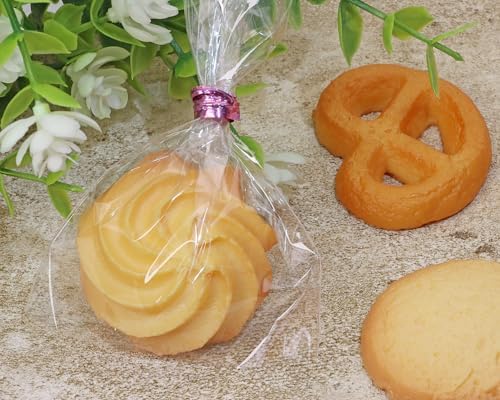 Mini Skater CakePop Bags Pack of 100 Clear Cellophane Treat Gift Bag with Pink Twist Ties for Making Candy Cookies Chocolates Wedding Christmas Bridal Shower Birthday Party Favors (3x4 Inch)