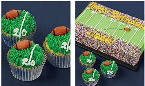 Oasis Supply Edible Fun Shapes | Hand-Painted Sugar Cake & Cupcake Toppers | Sports/Athletics | Footballs | 12pk Edible Football Sugar Decorations – 1.25”