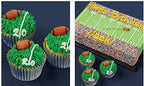 Oasis Supply Edible Fun Shapes | Hand-Painted Sugar Cake & Cupcake Toppers | Sports/Athletics | Footballs | 12pk Edible Football Sugar Decorations – 1.25”